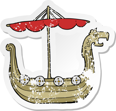 Bir insan tarafından çizilmiş viking gemisinin gerilimli çıkartması.