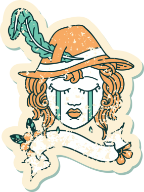 Retro Dövme Tarzı İnsan Ozan Karakteri Yüzü Bir İnsan Tarafından Çizildi