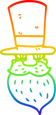 Bir insan tarafından çizilmiş silindir şapkalı, sakallı bir adamın çizimi.