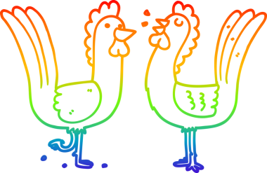 Gökkuşağı gradyan çizgi çizimi Bir insan tarafından çizilmiş tavuk çizgi