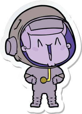 Bir insan tarafından çizilmiş mutlu bir astronotun çıkartması.