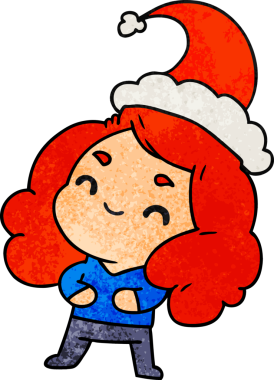 Bir insan tarafından çizilmiş kawai kızının el çizimi karikatürü.