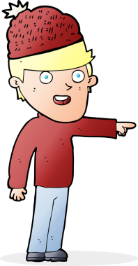 Bir insan tarafından çizilmiş kış şapkası takan çizgi film adamı.