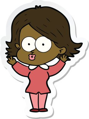 Bir insan tarafından çizilmiş somurtkan bir çizgi film kızının çıkartması.