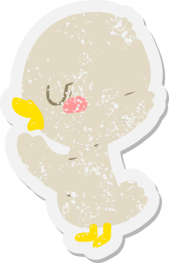 Bir insan tarafından çizilmiş ördek yavrusu etiketi.