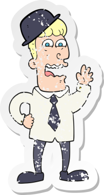 Bir insan tarafından çizilmiş bir karikatür işadamının gerilimli çıkartması.