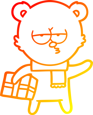 Bir insan tarafından çizilmiş kutup ayısı karikatürünün sıcak gradyan çizimi