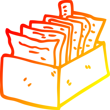 Bir insan tarafından çizilmiş dosyaların çizgi film kutusunun sıcak gradyan çizgisi