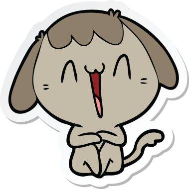 Bir insan tarafından çizilmiş şirin bir köpeğin çıkartması.