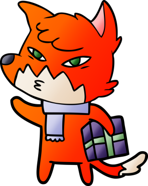 Bir insan tarafından çizilmiş akıllı çizgi film tilkisi.