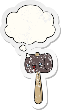 Düşünce baloncuğu olan çizgi film sopası insan tarafından çizilmiş yıpranmış bir çıkartma gibi.