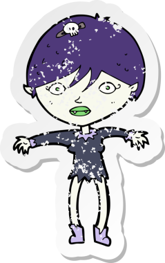 Bir insan tarafından çizilmiş vampir bir kızın gerilimli çıkartması.