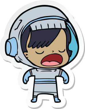 Bir insan tarafından çizilmiş astronot bir kadının çıkartması.