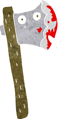 Bir insan tarafından çizilmiş kanlı balta.