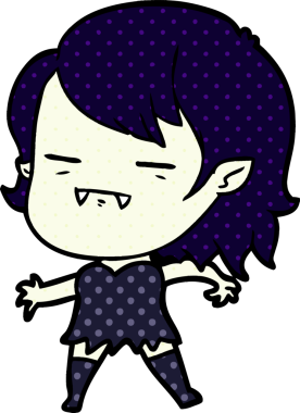 Bir insan tarafından çizilmiş ölümsüz vampir kız çizgi filmi.