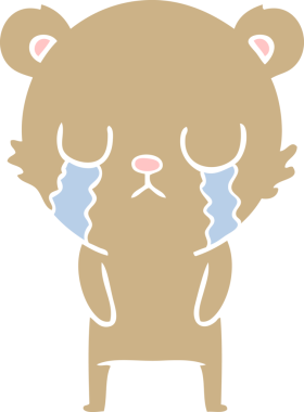 Bir insan tarafından çizilmiş düz renkli çizgi film ayısı ağlaması