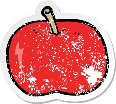 Bir insan tarafından çizilmiş parlak bir elmanın gerilimli yapıştırması.