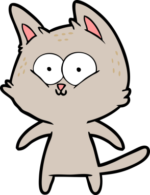 Bir insan tarafından çizilmiş mutlu çizgi film kedisi.