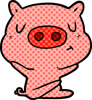 Bir insan tarafından çizilmiş çizgi film içerikli domuz.