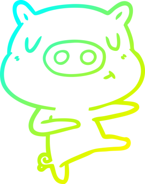 Bir insan tarafından çizilmiş soğuk çizgi çizgi film içerikli domuz dansı.