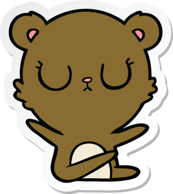 Bir insan tarafından çizilmiş barışçıl bir çizgi film ayısının çıkartması.