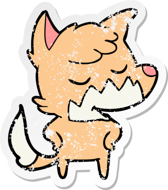 Bir insan tarafından çizilmiş dost canlısı bir tilkinin sıkıntılı çıkartması.