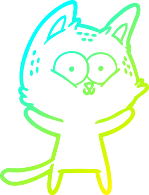 Bir insan tarafından çizilen çizgi film kedisinin soğuk gradyan çizgisi.