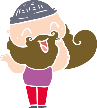 Bir insan tarafından çizilmiş mutlu sakallı adam.