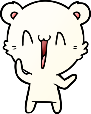 Bir insan tarafından çizilmiş gülen kutup ayısı çizgi filmi.