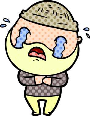 Çizgi film sakallı adam bir insan tarafından çizilmiş ağlıyor.