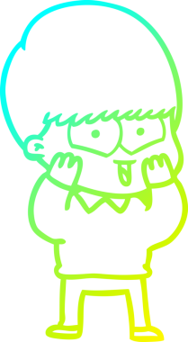 Bir çizgi film karakteri çizen soğuk çizgi bir insan tarafından çizilmiş mutlu çocuk.