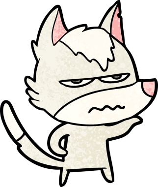 Bir insan tarafından çizilmiş rahatsız kurt çizgi filmi.