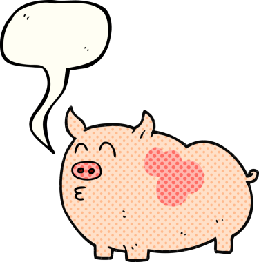 El yazısıyla çizilmiş çizgi roman konuşma balonu bir insan tarafından çizilmiş domuz.