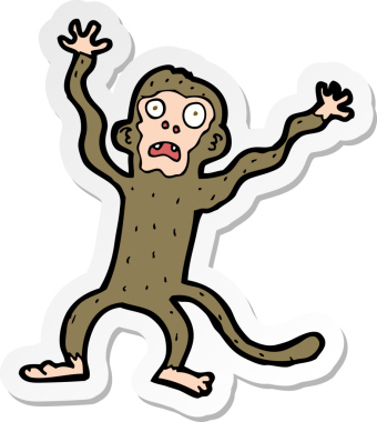 Bir insan tarafından çizilmiş korkmuş bir maymunun çıkartması.