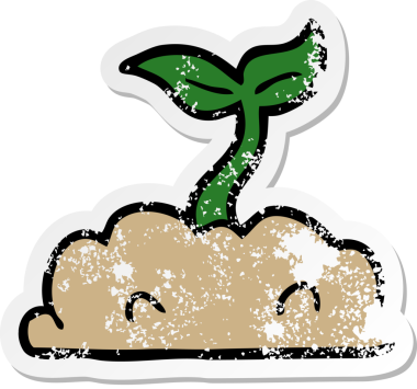 Bir insan tarafından çizilen filizlenen karikatür etiketi.