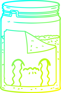 Bir insan tarafından çizilmiş karikatür cam kavanozunun soğuk gradyan çizimi.