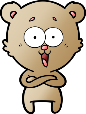 Bir insan tarafından çizilmiş gülen oyuncak ayı çizgi filmi.