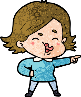 Bir insan tarafından çizilen karikatür kızı.