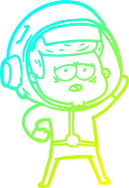 Bir insan tarafından çizilmiş soğuk gradyan çizgi çizimi yorgun astronot