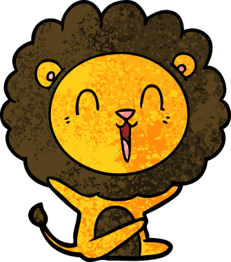 Bir insan tarafından çizilmiş gülen aslan çizgi filmi.