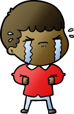 Bir insan tarafından çizilmiş ağlayan çizgi film adamı.