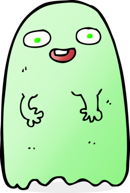 Bir insan tarafından çizilmiş komik çizgi film hayaleti.