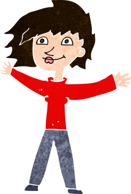 Bir insan tarafından çizilmiş heyecanlı bir karikatür.