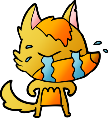 Bir insan tarafından çizilmiş üzgün küçük tilki çizgi film karakteri.