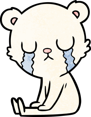 Bir insan tarafından çizilmiş ağlayan kutup ayısı çizgi filmi.