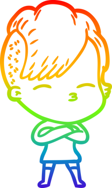 gökkuşağı gradyan çizimi bir çizgi film kızı bir insan tarafından çizilmiş.