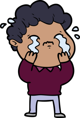 Bir insan tarafından çizilmiş ağlayan çizgi film adamı.