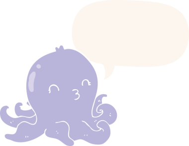 bir insan tarafından çizilmiş eski usul konuşma baloncuklu ahtapot çizgi filmi