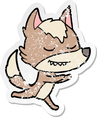 Bir insan tarafından çizilmiş dost canlısı bir kurdun sıkıntılı çıkartması.