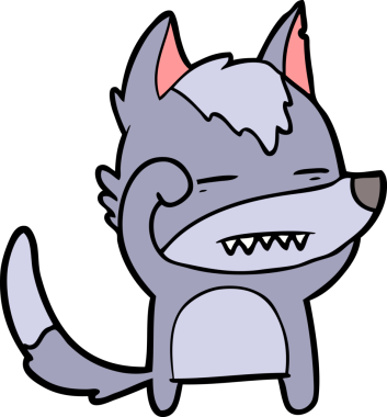 Bir insan tarafından çizilen dişleri gösteren bir kurt çizgi filmi.